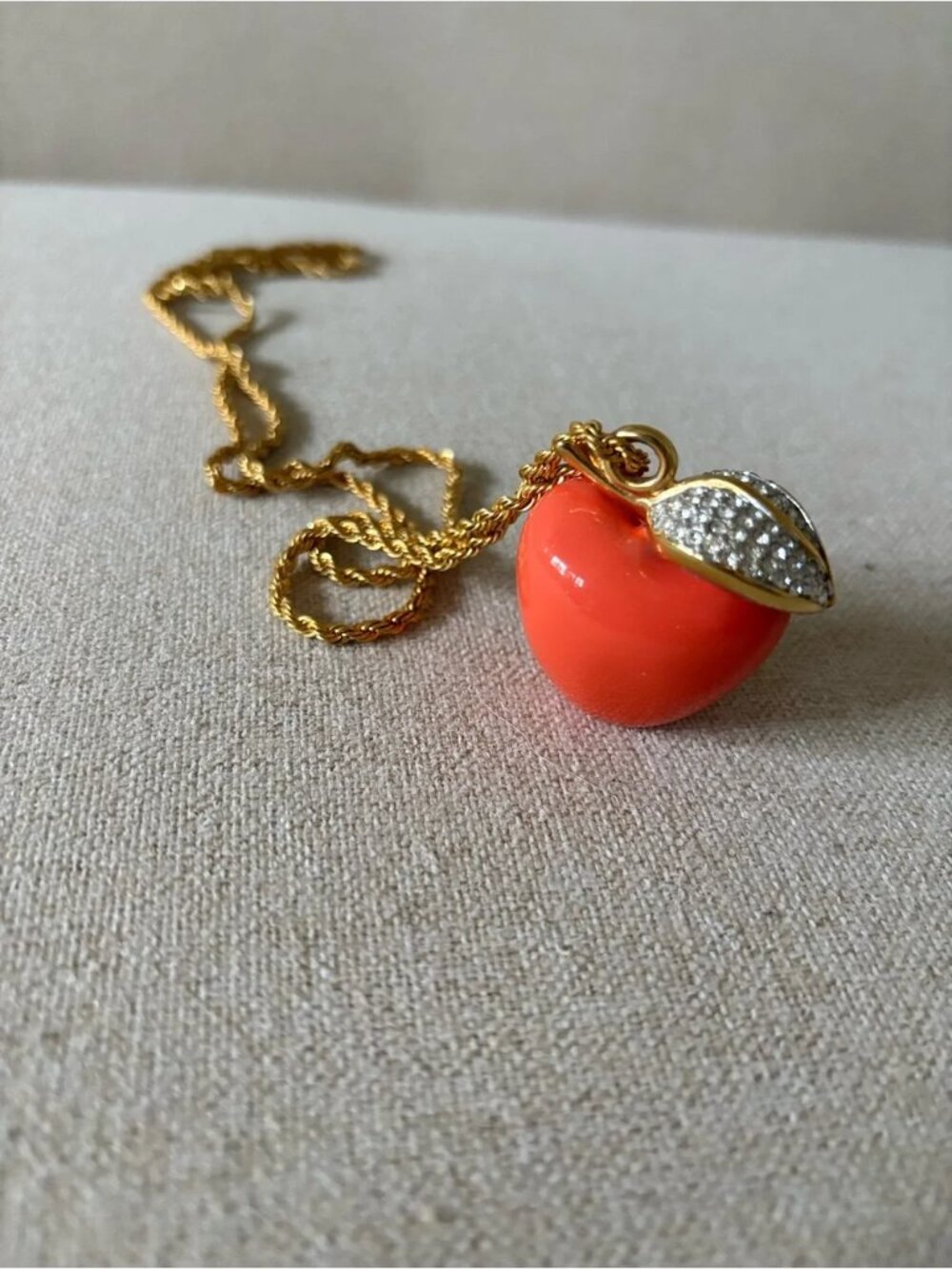 Kenneth Jay Lane Gold-Tone Chain with Apple Charm